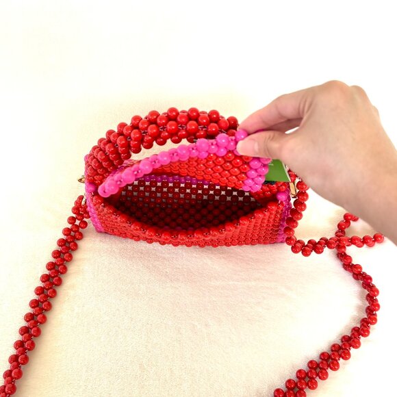 Kate Spade x Target Red & Pink Colorblock Beaded Bag - Picture 9 of 14